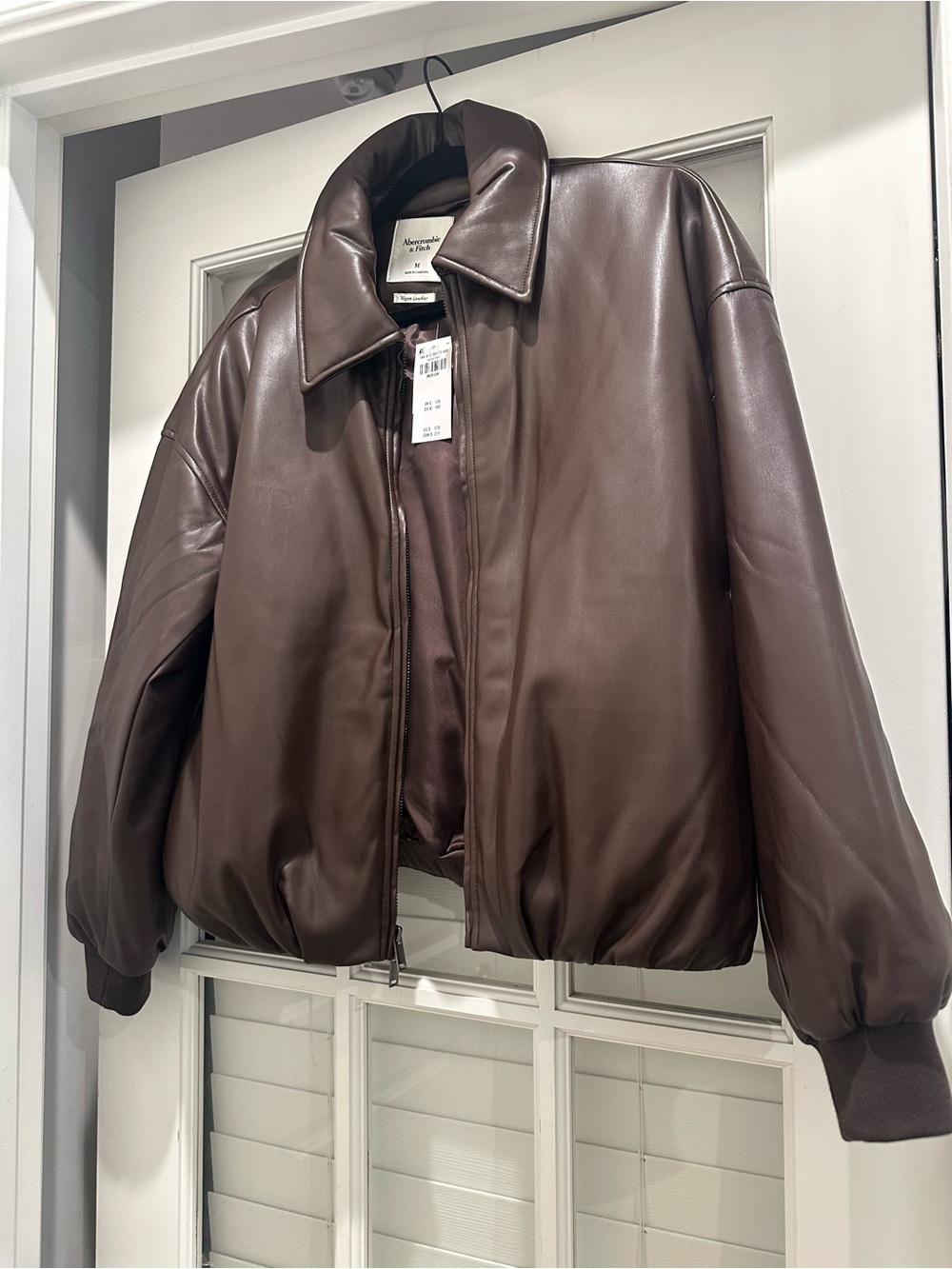 Brown Vegan Woman Leather Bomber Jacket